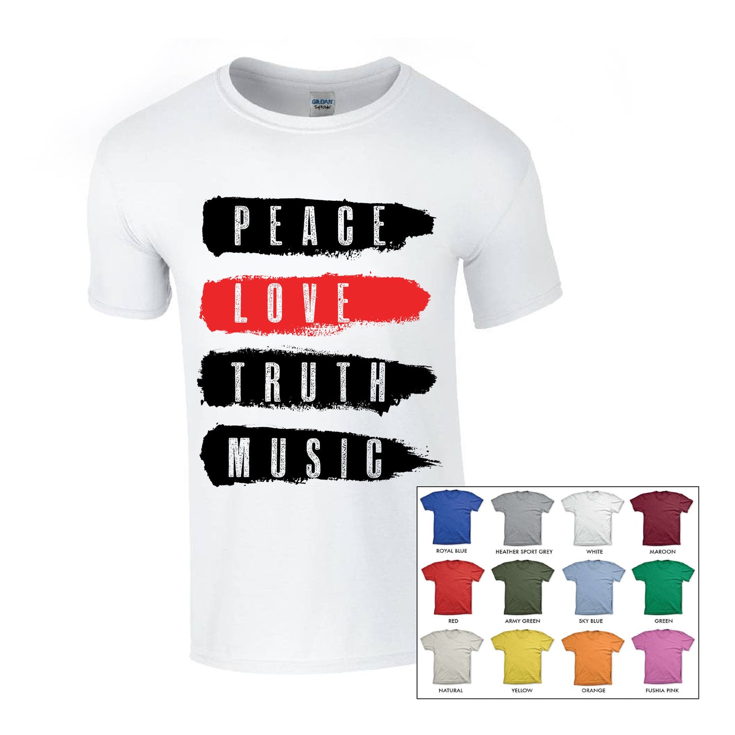PEACE LOVE TRUTH MUSIC (B) SHORT SLEEVE T-SHIRT